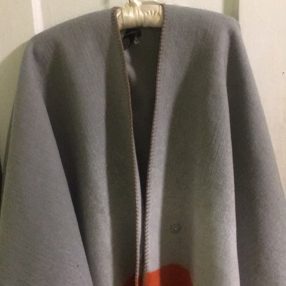 INC Blanket Poncho L - grey & orange